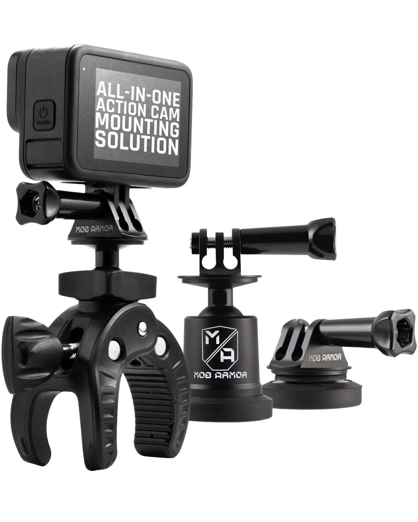 Mob Armor Action Camera Accessory Kit - Complete Bundle with Adjustable Claw Grip, Magnetic Holders, Steel Mounting Plates, and Travel-Friendly Nylon Case for On-The-Go Filming